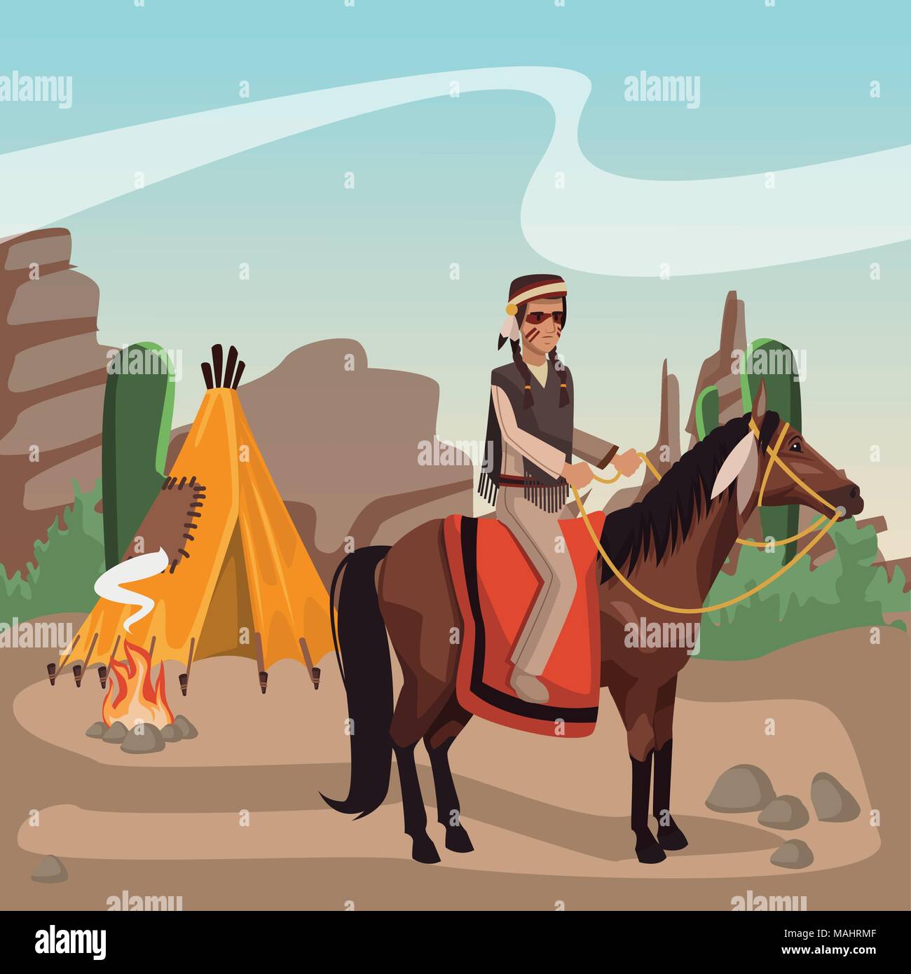 American indian warriors tribe Stock Vector Image & Art - Alamy