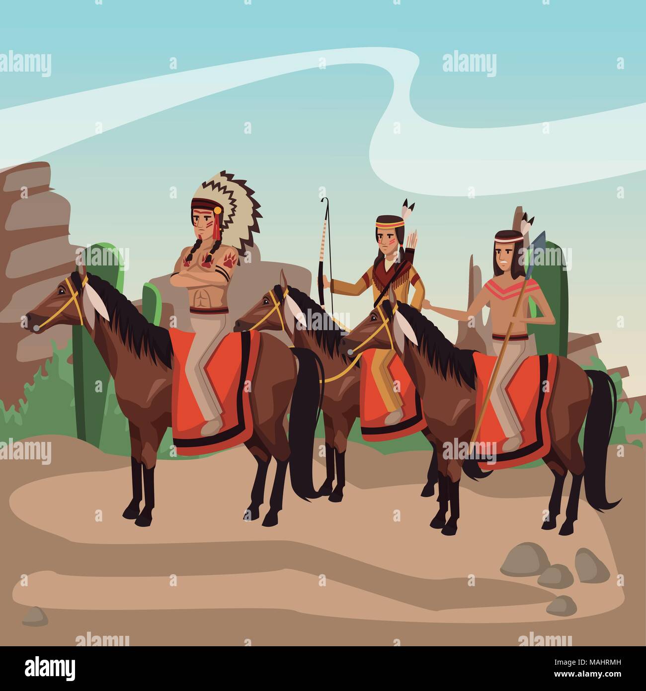 American indian warriors tribe Stock Vector Image & Art - Alamy