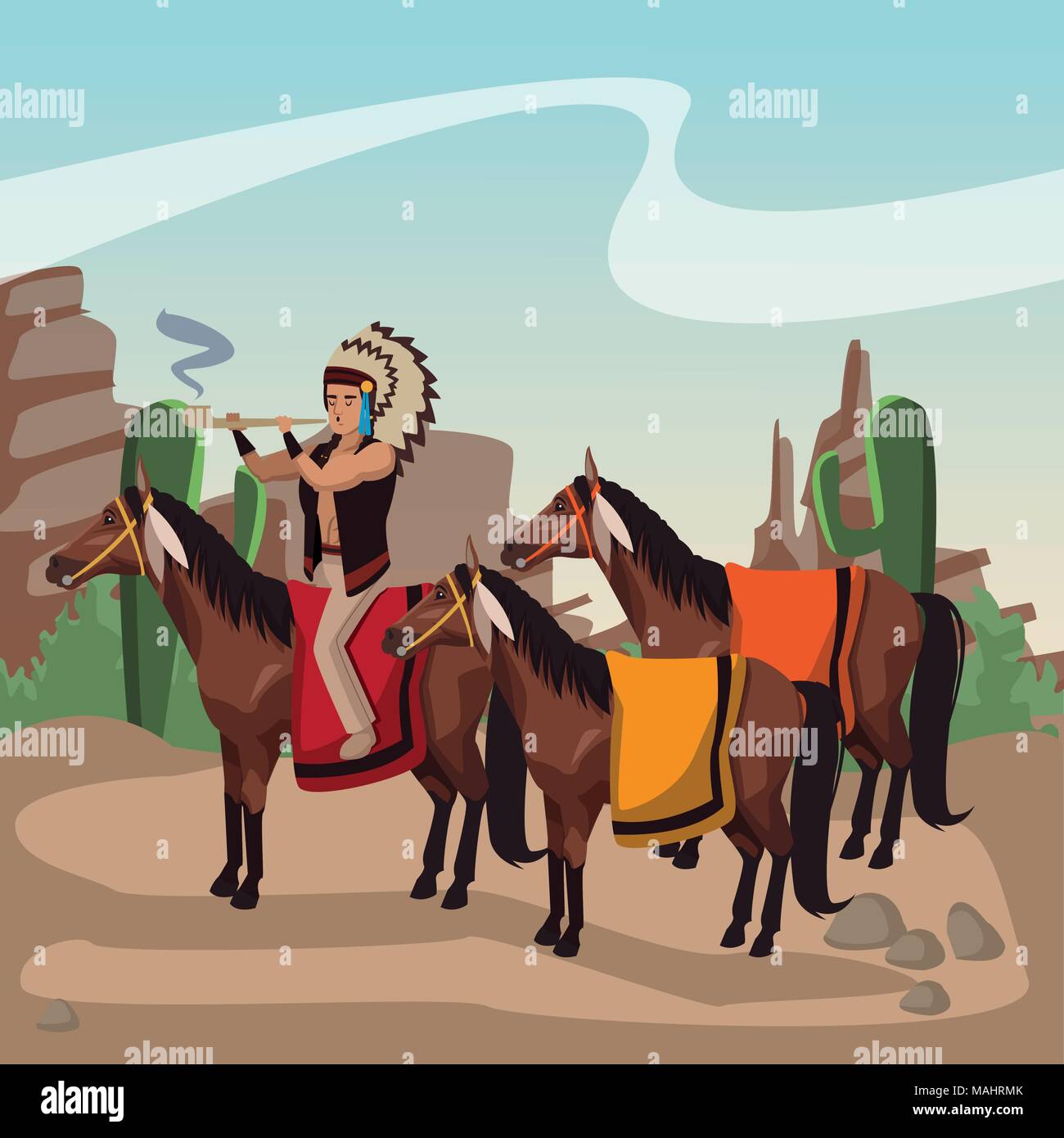American indian warriors tribe Stock Vector Image & Art - Alamy