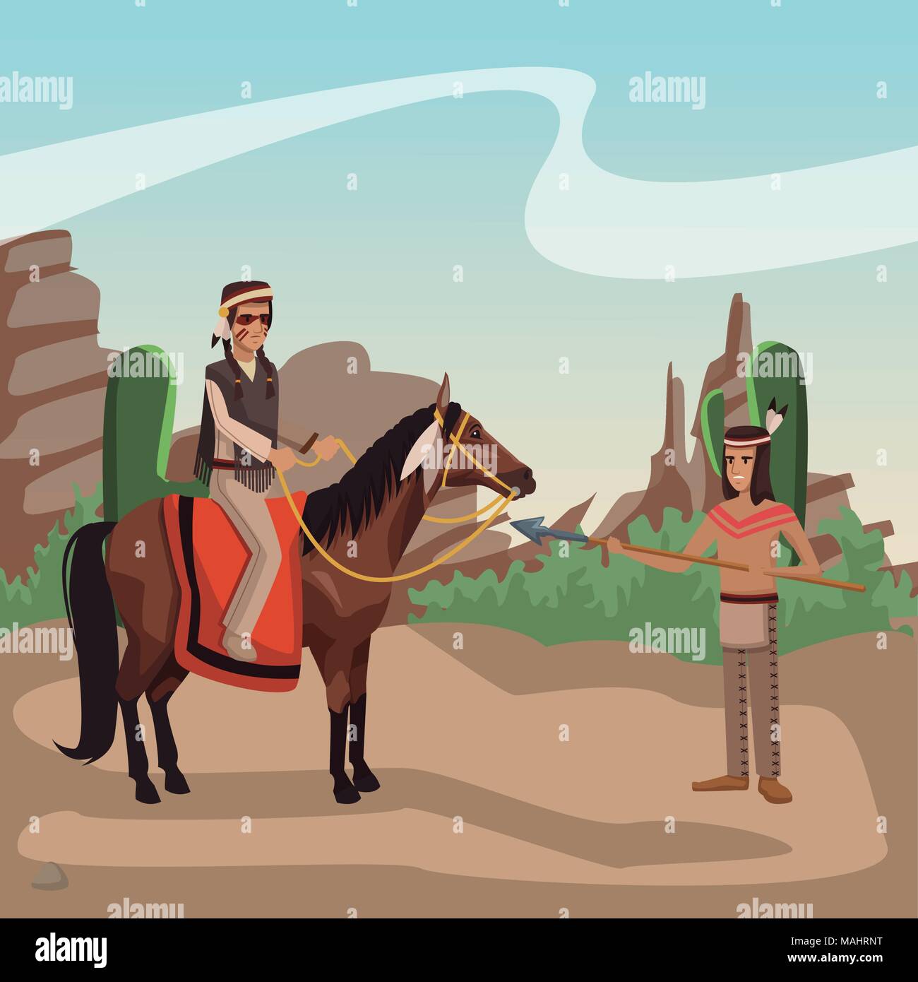 American indian warriors tribe Stock Vector Image & Art - Alamy