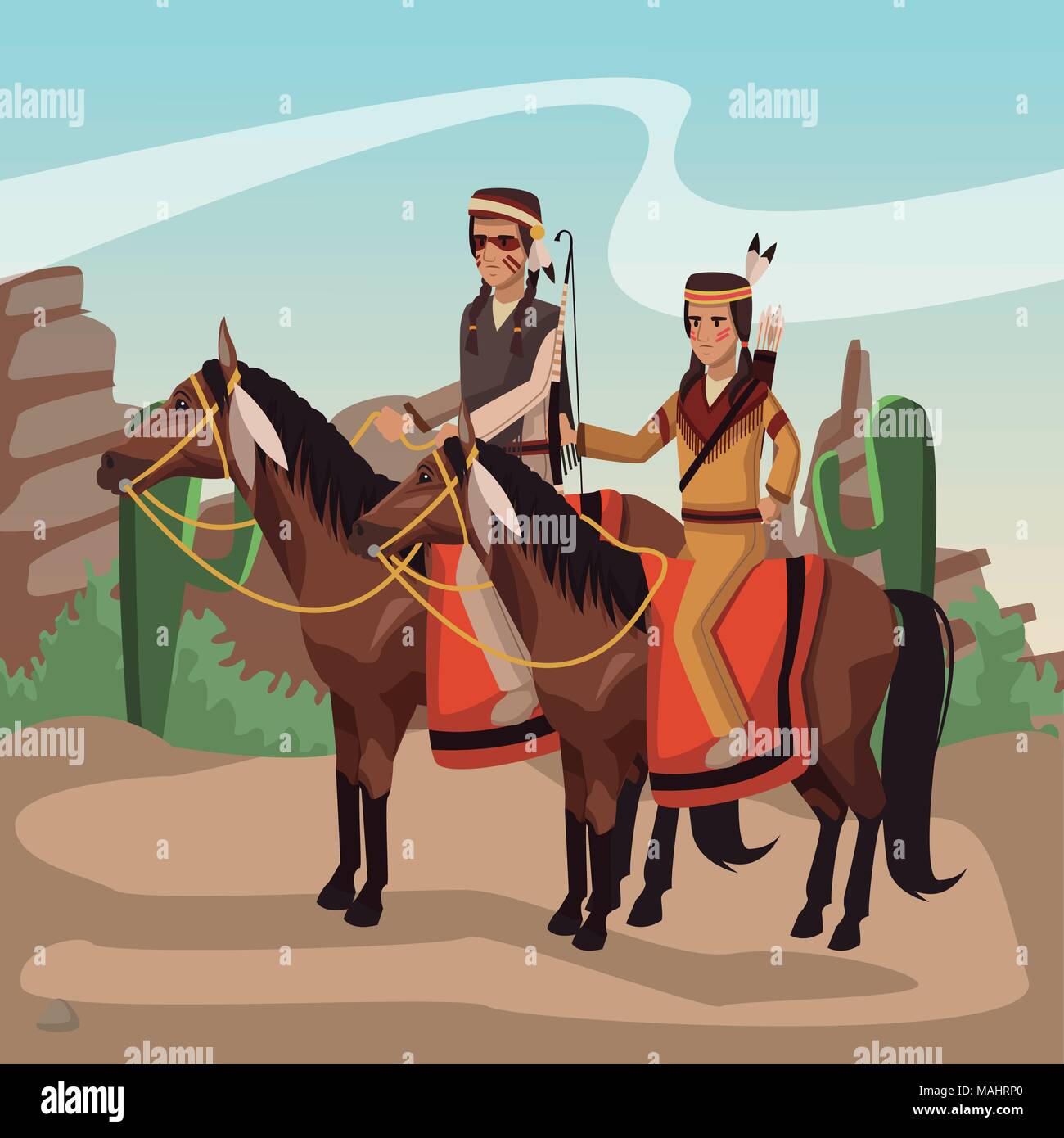 American indian warriors tribe Stock Vector Image & Art - Alamy