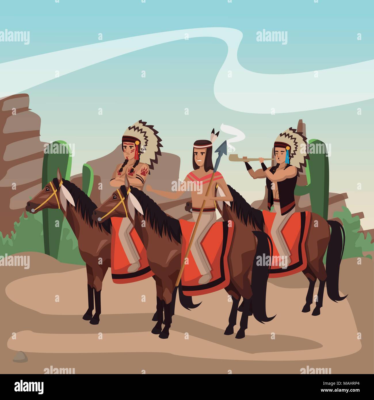 American indian warriors tribe Stock Vector Image & Art - Alamy