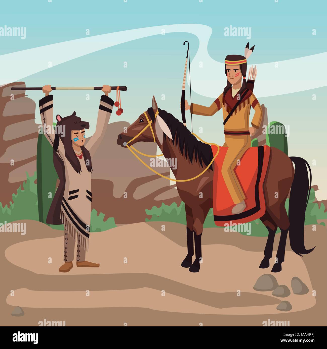 American indian warriors tribe Stock Vector Image & Art - Alamy