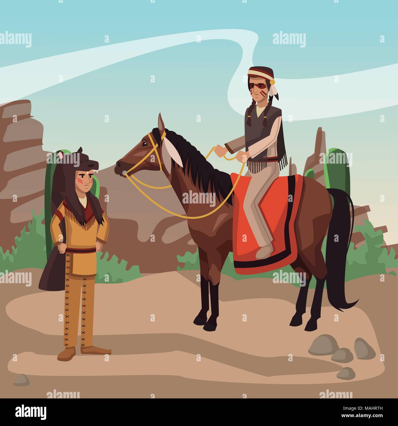 American indian warriors tribe Stock Vector Image & Art - Alamy