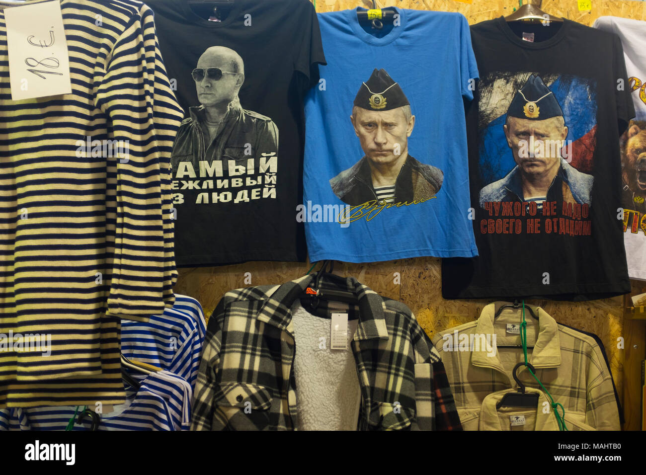 Ongepast Promotie betaling Pro Vladimir Putin tee shirts for sale at the Russian Market in nEstonia's  capital city, Tallinn Stock Photo - Alamy