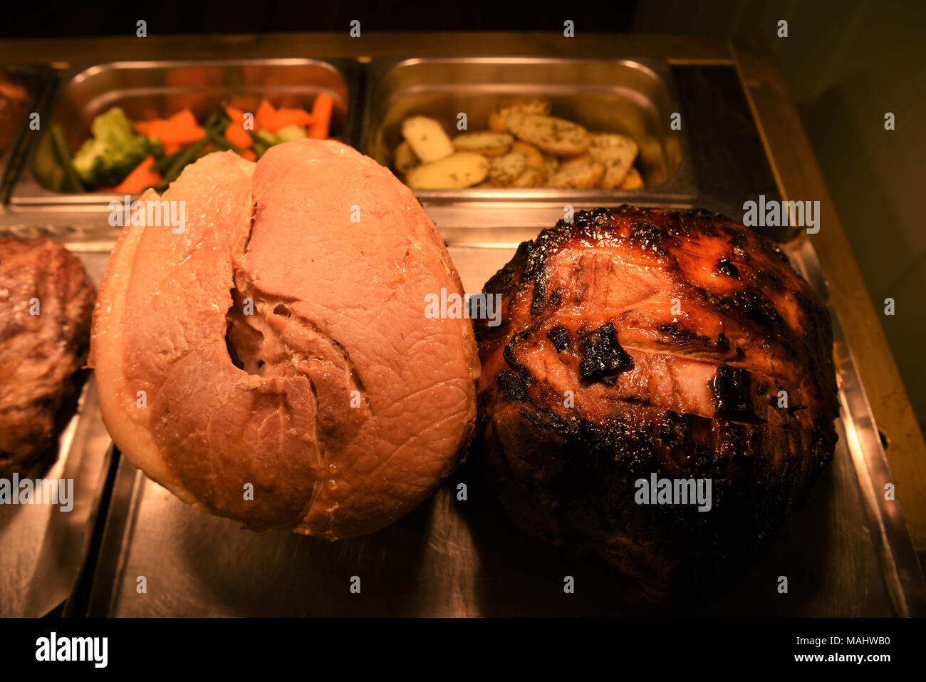 traditional whole roast pork or gammon Stock Photo Alamy