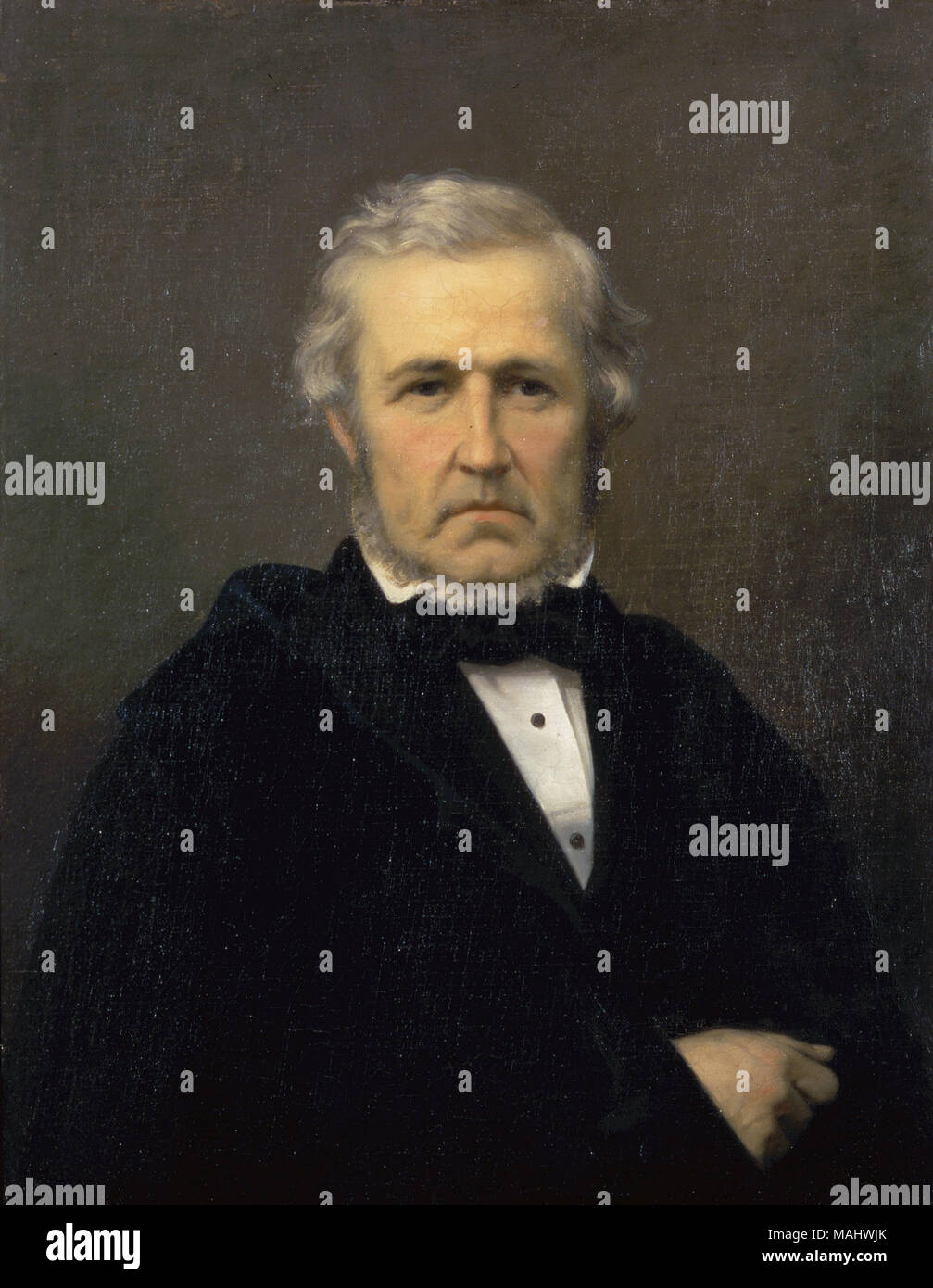Oil portrait of Jean Baptiste Sarpy, prosperous merchant in St. Louis. A great-grandson of Madame Chouteau, he joined the family's fur trading business, later branching out into other commercial enterprises. Title: Portrait of Jean Baptiste Sarpy  . circa 1850. Stock Photo