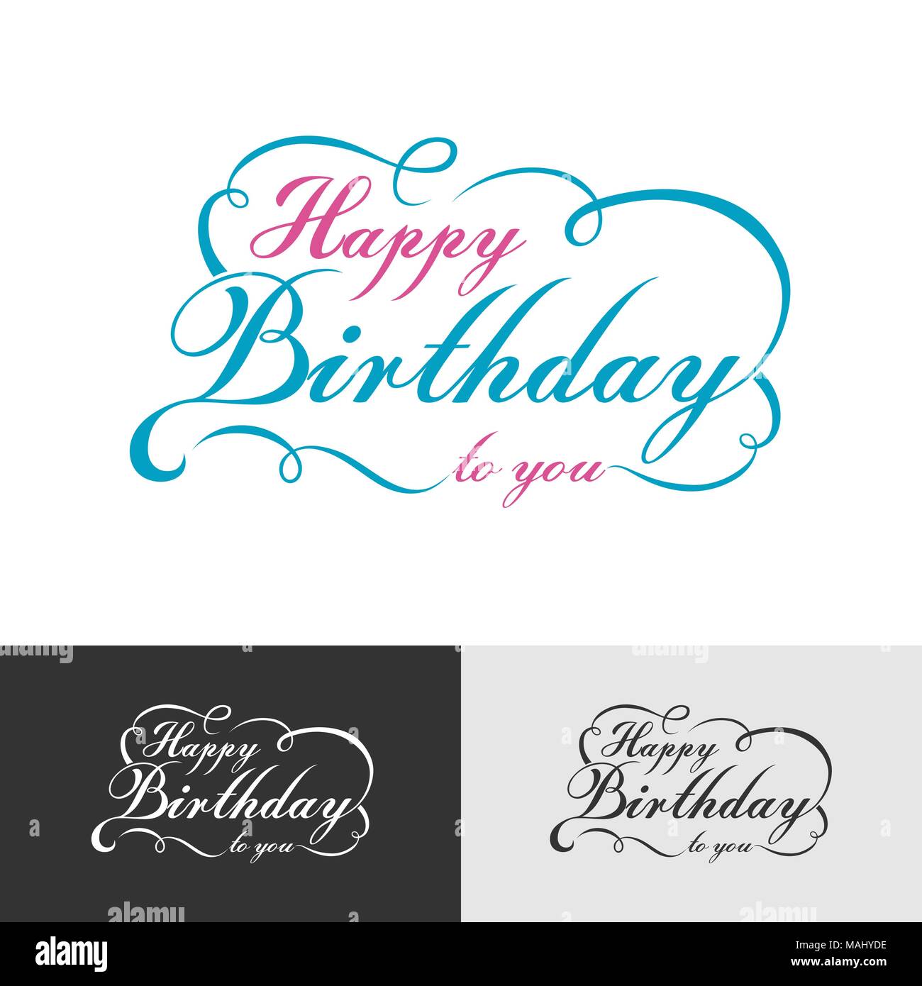 Happy Birthday Calligraphic And Typographic Design For Poster