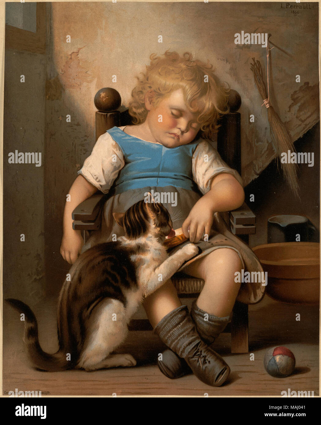 File name: 07_11_001173 Title: Unconscious Sleeper Creator/Contributor: Perrault, L+?on Bazile, 1832-1908) (artist); L. Prang & Co. (publisher) Date issued: 1861-1897 (approximate) Physical description note: Genre: Chromolithographs Portrait prints Location: Boston Public Library, on 2011-08-04: Camera: Sinar AG Sinarback 54 FW, Sinar m Stock Photo