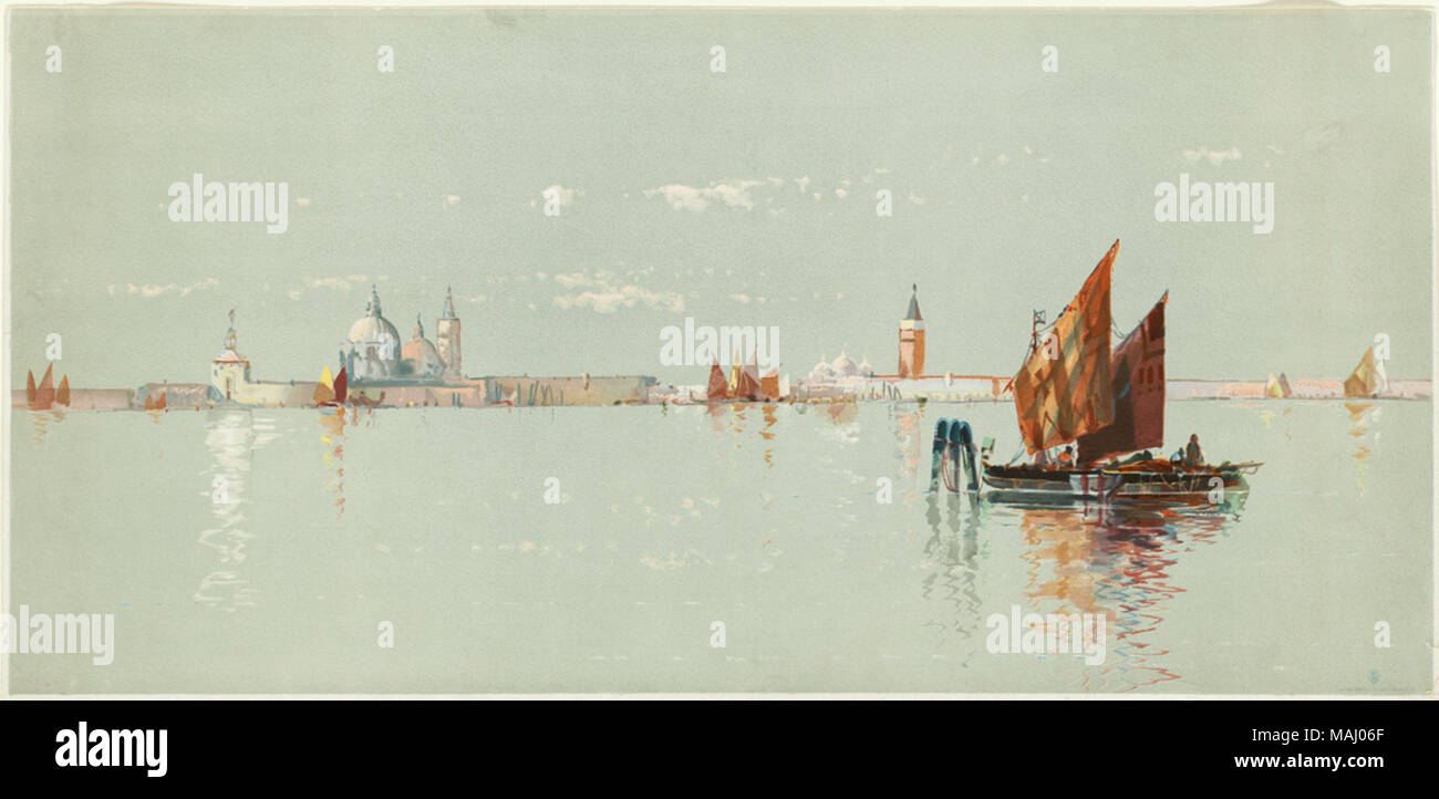 File name: 07 11 001222 Title: Venetian seascape Creator/Contributor: L. Prang & Co. (publisher) Date issued:  1885 Physical description note: Genre: Chromolithographs; Marine prints Notes: Title supplied by cataloger. Location: Boston Public Library,    on 2011-08-04: Camera: Sinar AG Sinarback 54 FW, Sinar m Stock Photo