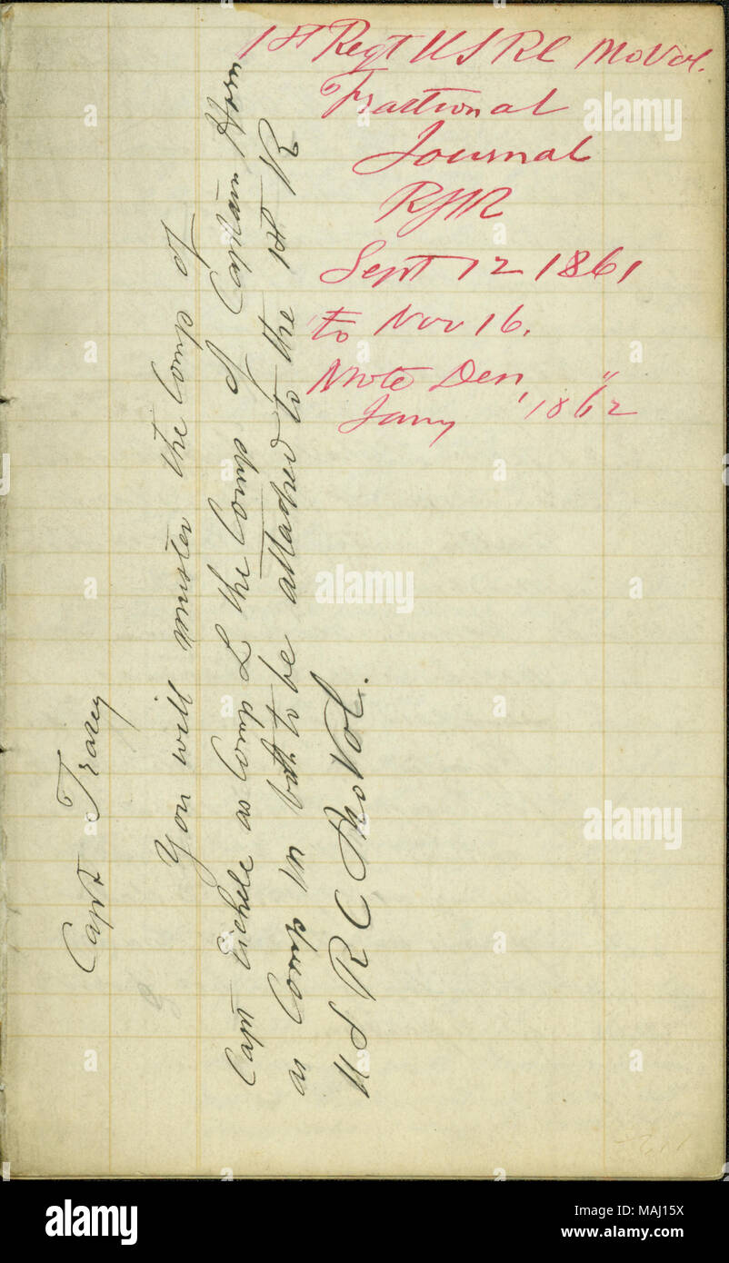 Contains brief entries describing the movements of the 1st 