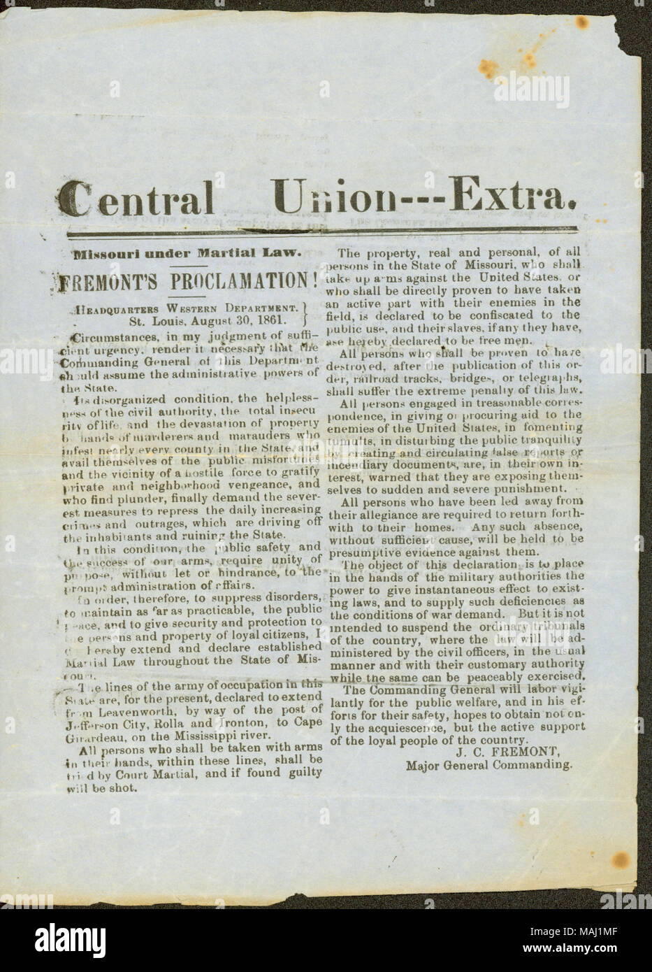 Proclamation Extra Extra martial hi-res stock photography and images - Alamy