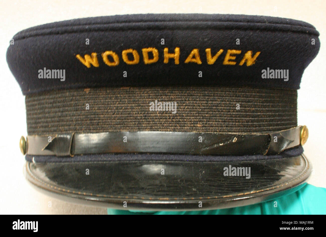 Blue wool uniform parade cap for Woodhaven Fire Department, NY Title ...