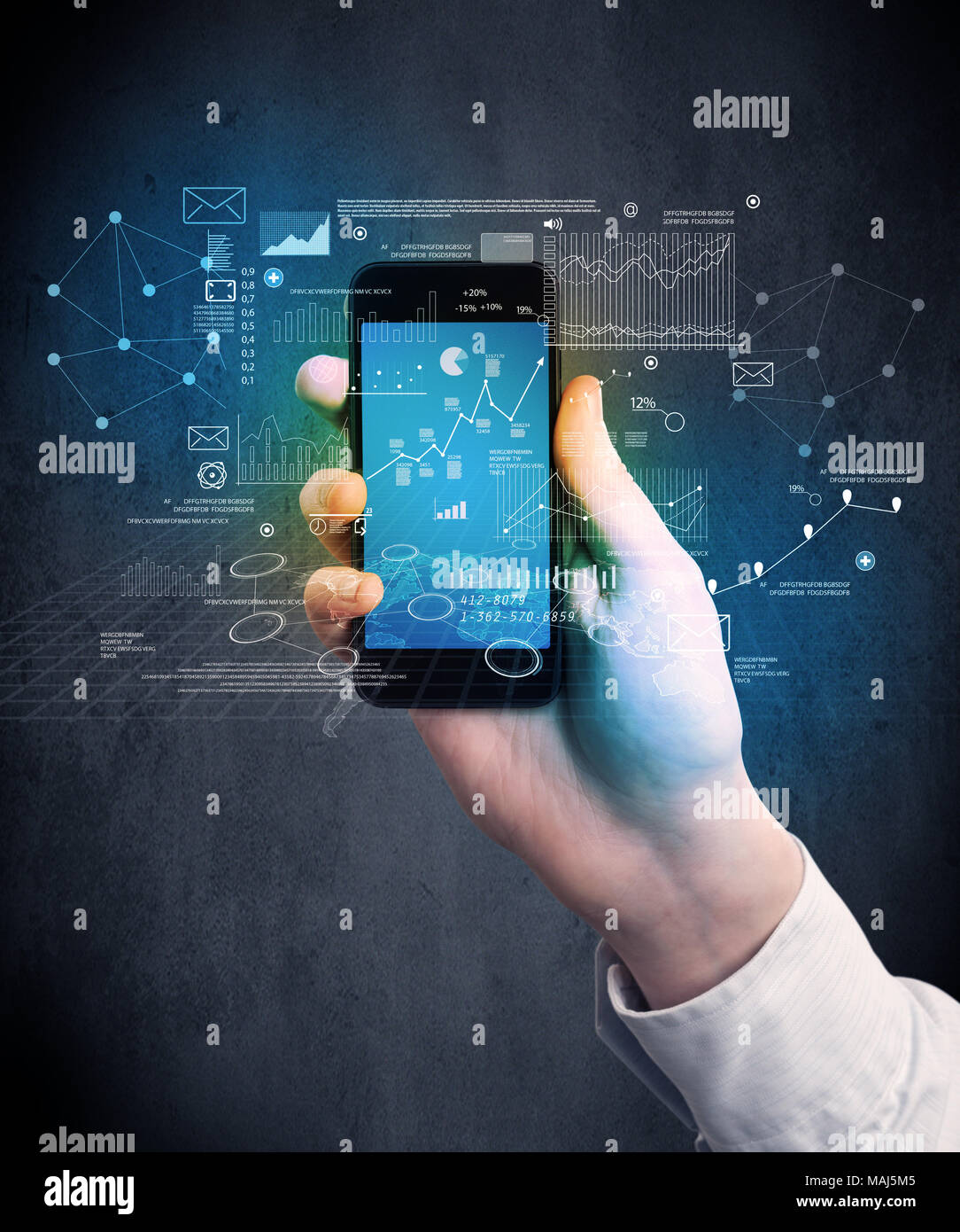 Caucasian hand in business suit holding a smartphone Stock Photo - Alamy