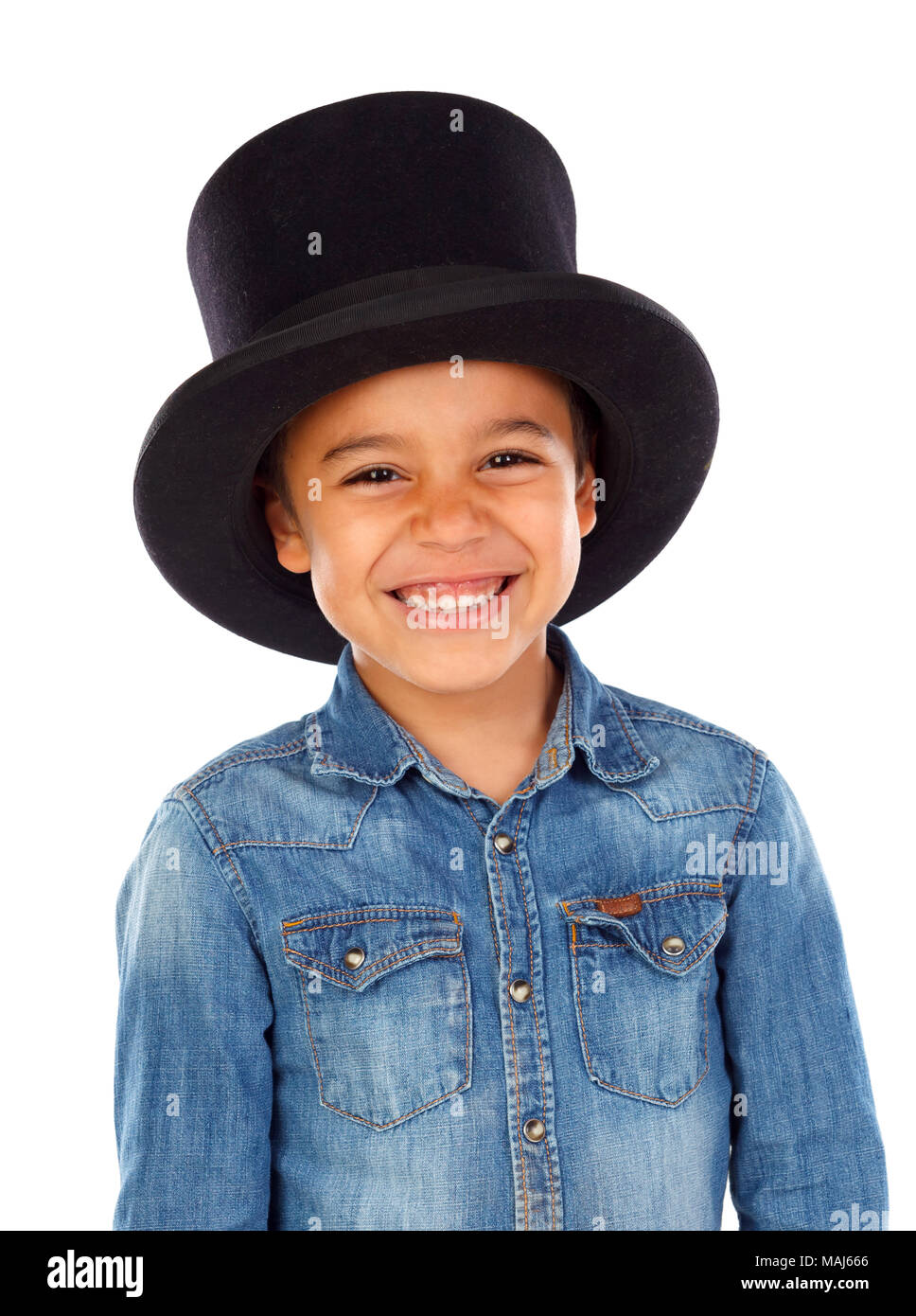 Latin funny boy with black top hat 