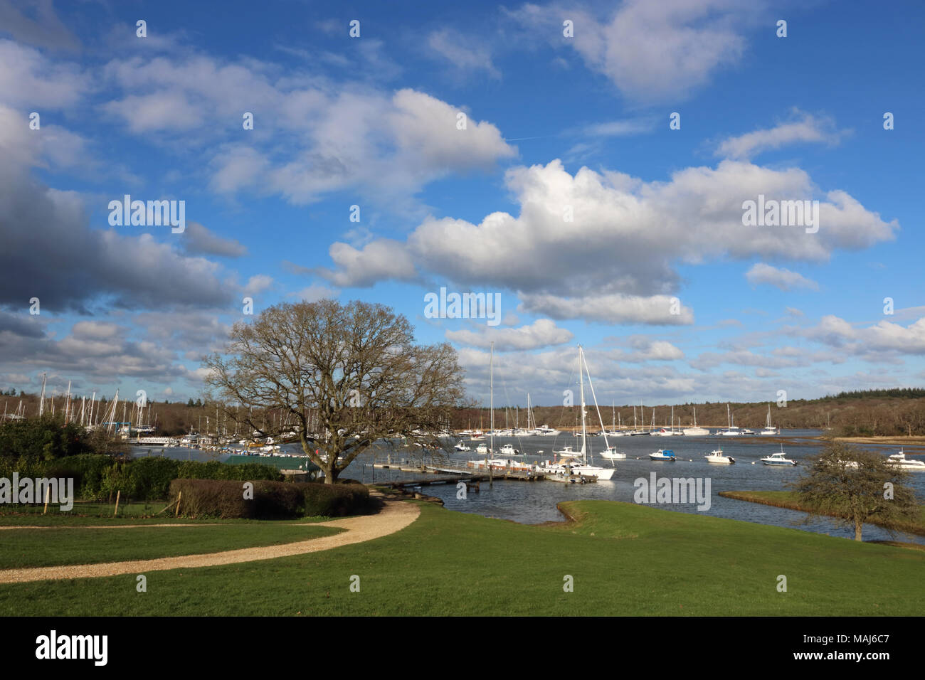 Bucklers Hard Harbour, on the banks of the Beaulieu River, New Forest