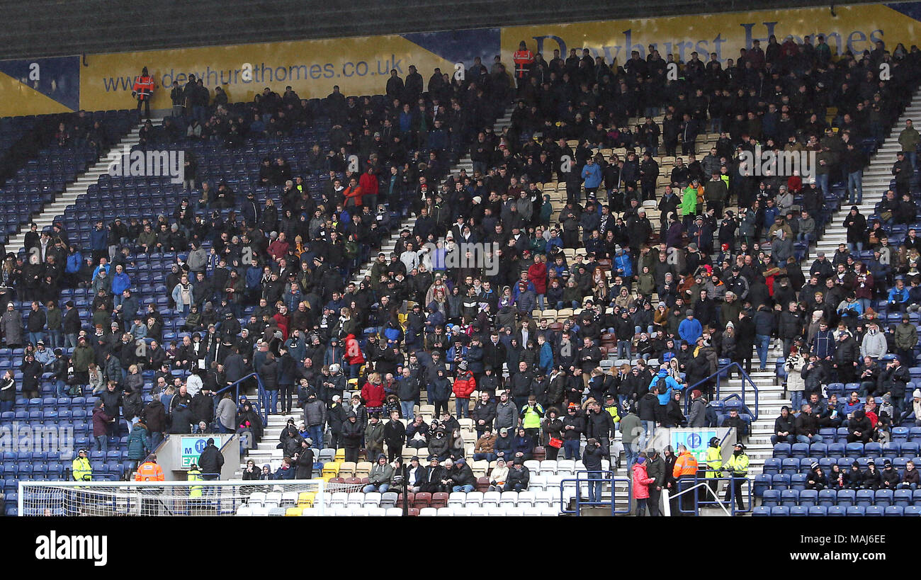Derby fans prior to kick-off during the Championship match at Deepdale ...