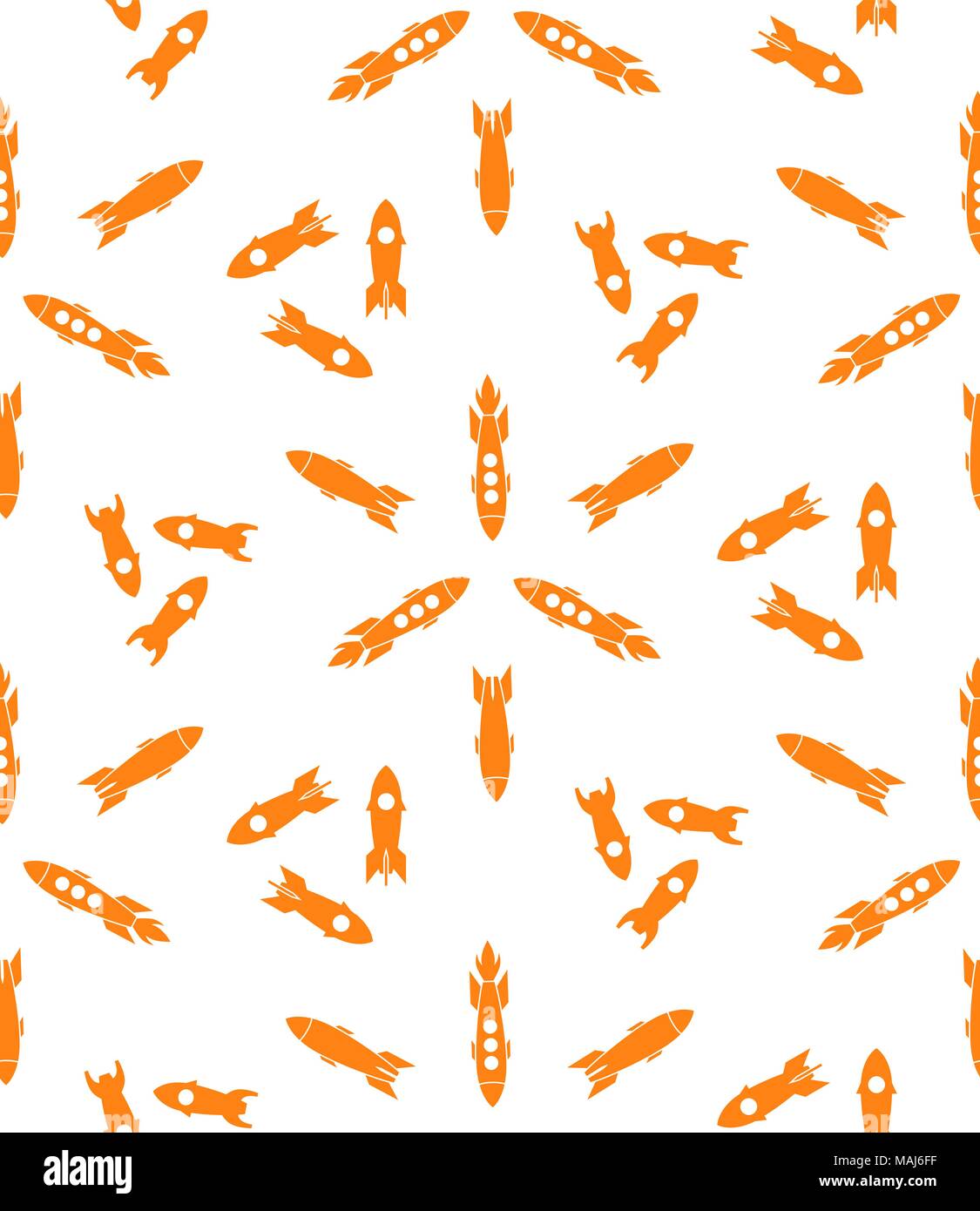 Vector seamless pattern from rocket icon and rocket silhouette of white ...