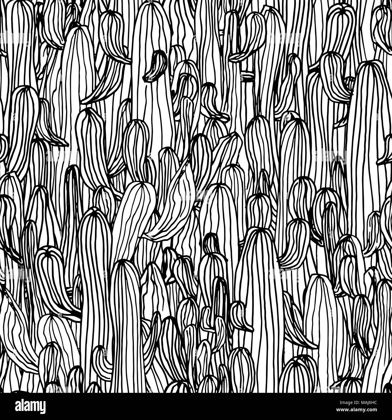 Vector seamless cactus pattern Black and White Stock Photos & Images ...