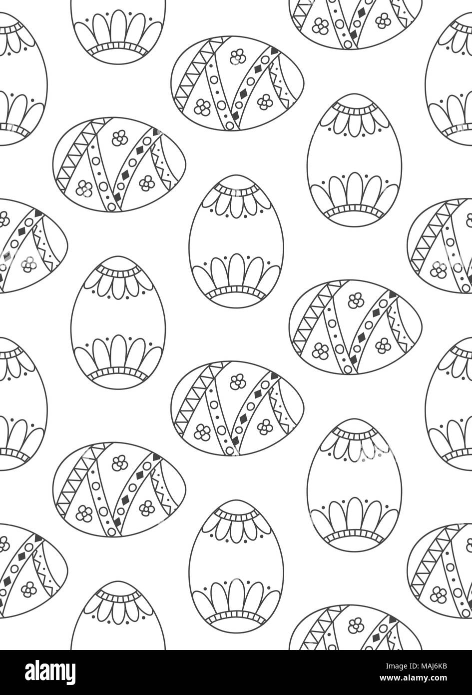 Vector Easter Eggs Pattern Seamless Background Coloring Page Book From Doodle