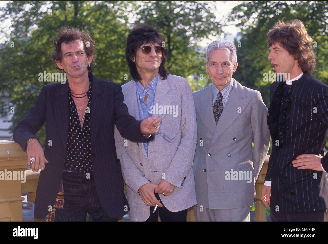 The Rolling Stones press conference in Stockholm 1995 Stock Photo - Alamy