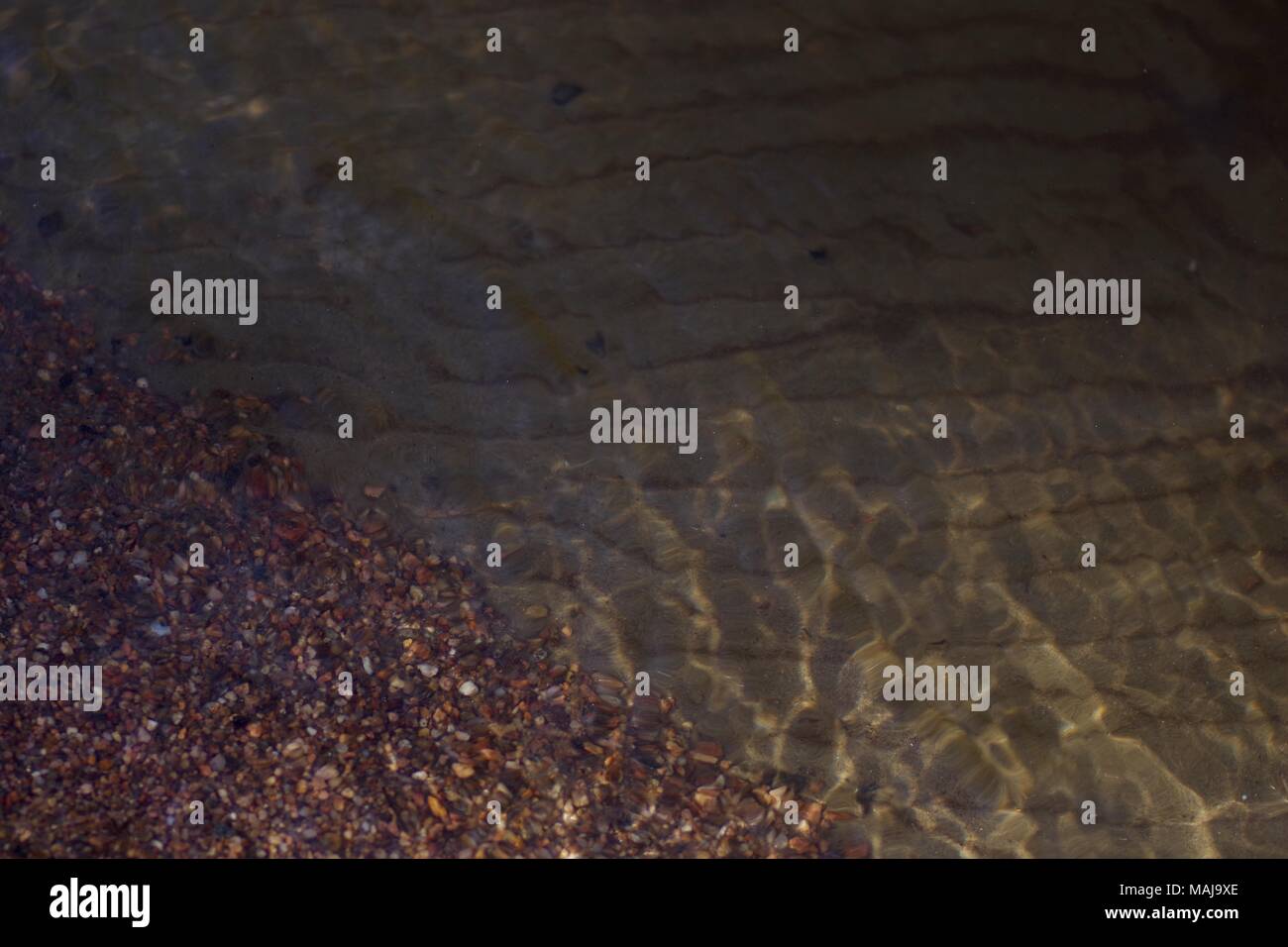 Natural Background of a Gravel and Rippled Sand River Bed. River Don