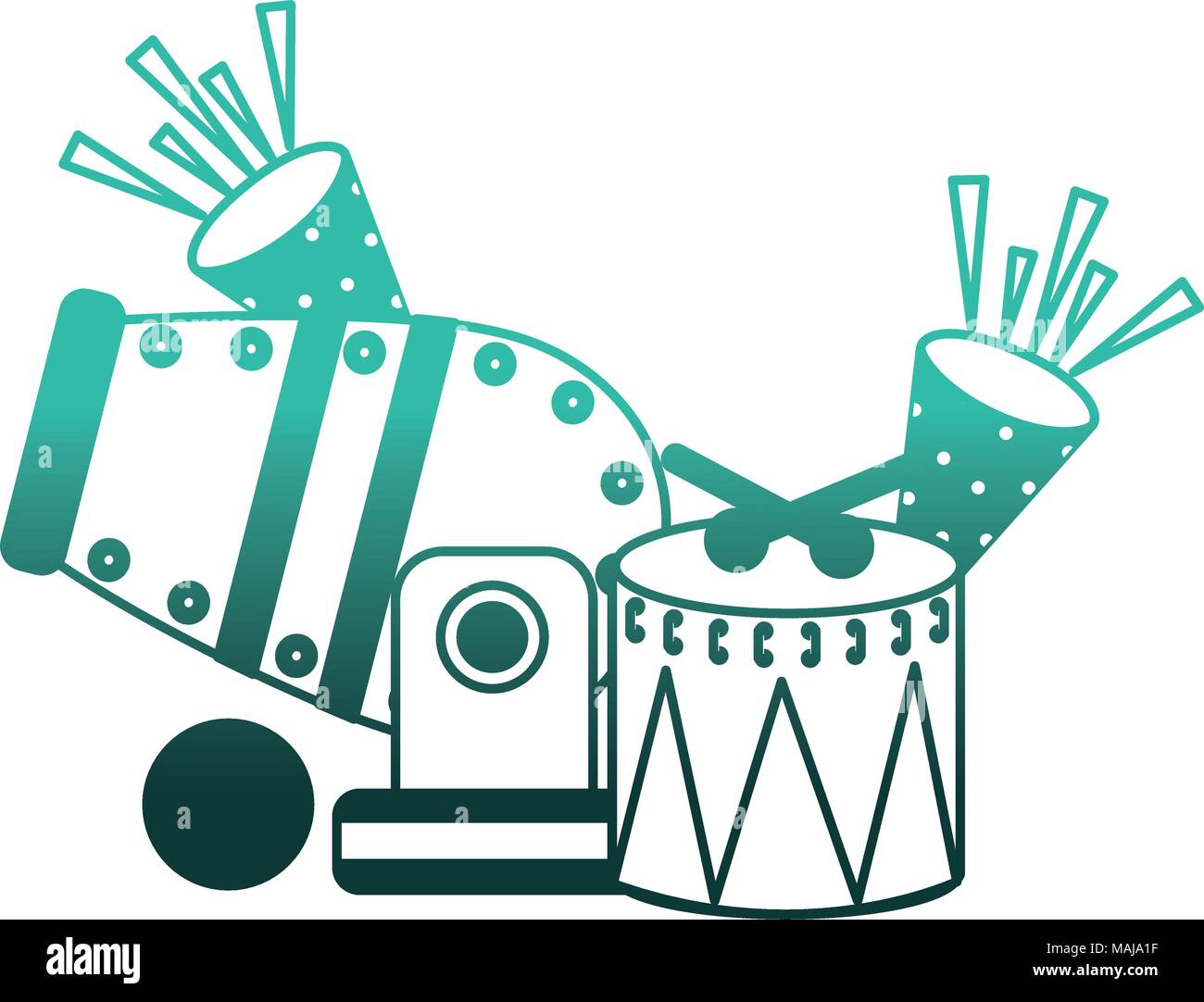 circus cannon with cornets and drum vector illustration design Stock Vector