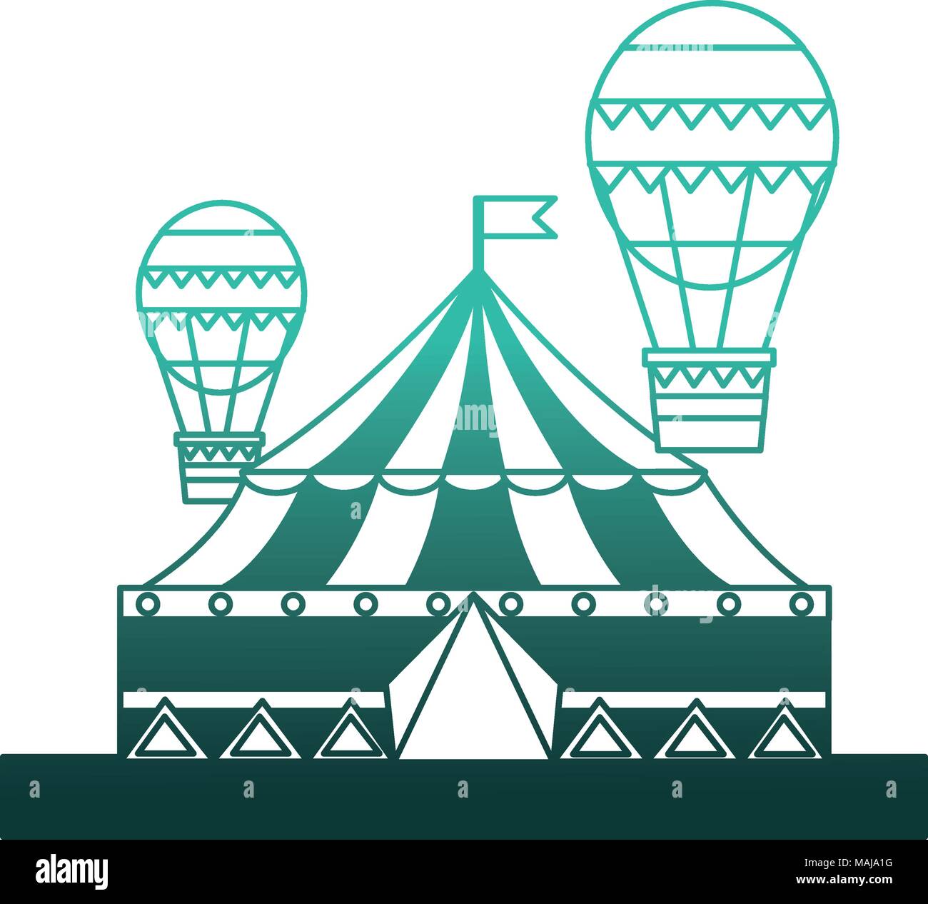 circus tent with balloons air hot flying vector illustration design ...