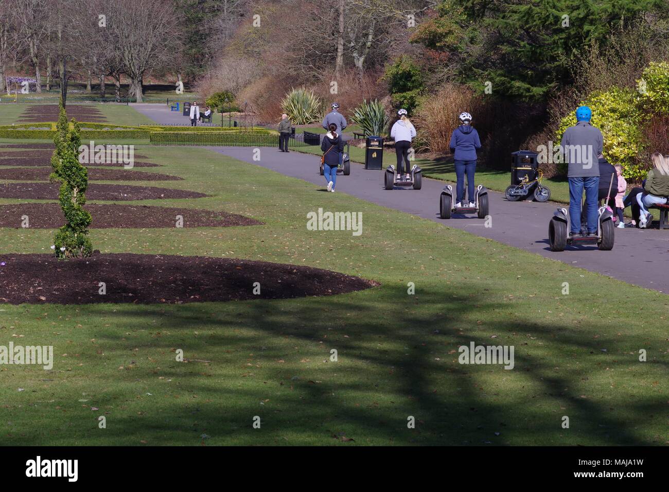 People Travelling on Segway Scooters Through Seaton Park, Old Aberdeen