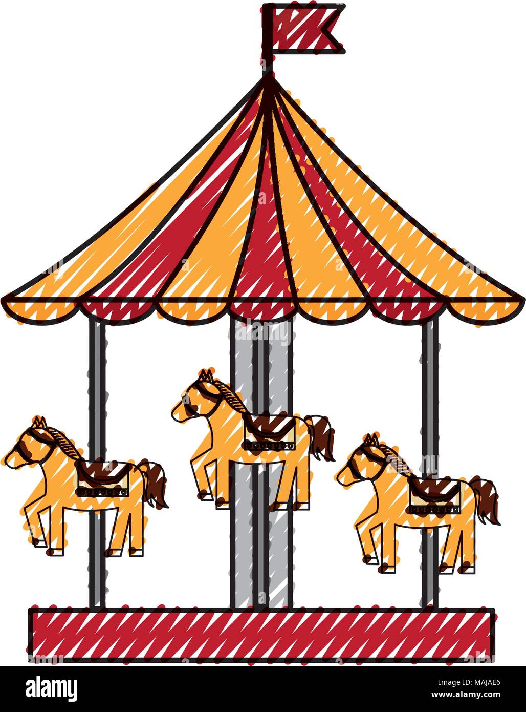 carousel carnival with horses vector illustration design Stock Vector ...