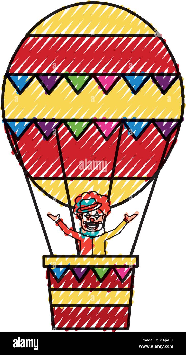 circus balloon air hot flying with clown vector illustration design ...