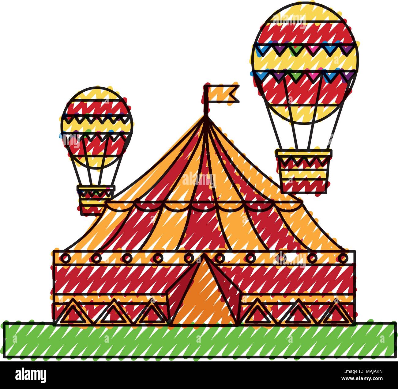 circus tent with balloons air hot flying vector illustration design ...