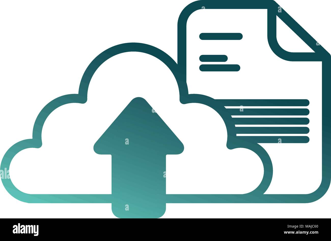 cloud computing with arrow upload and document vector illustration ...