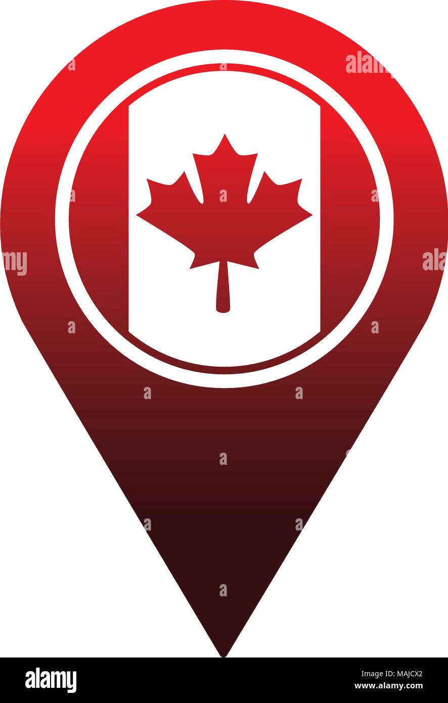 canadian flag in pointer location vector illustration design Stock ...