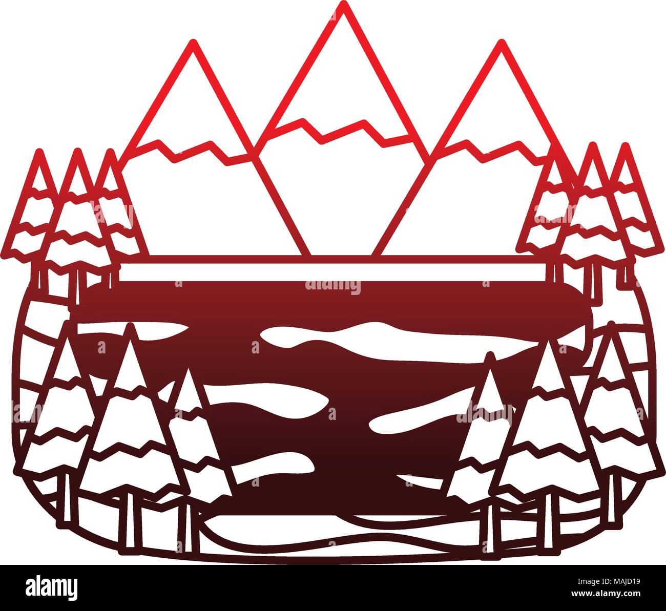 mountains and lake in forest landscape vector illustration design Stock ...