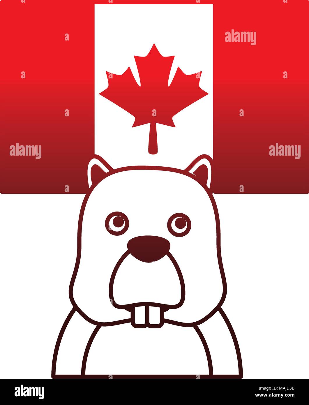 beaver with canadian flag vector illustration design Stock Vector