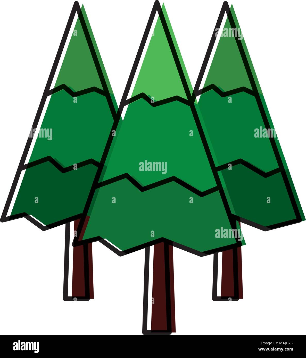 pine trees forest natural scene vector illustration design Stock Vector ...