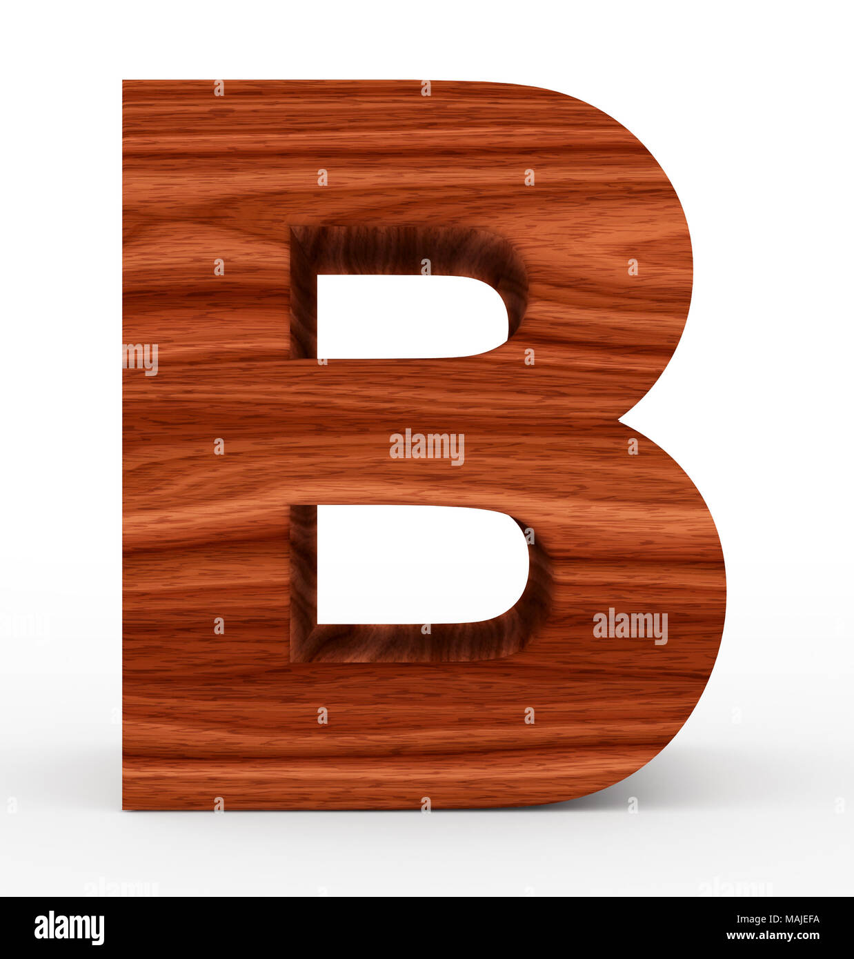 letter B 3d wooden isolated on white - 3d rendering Stock Photo - Alamy