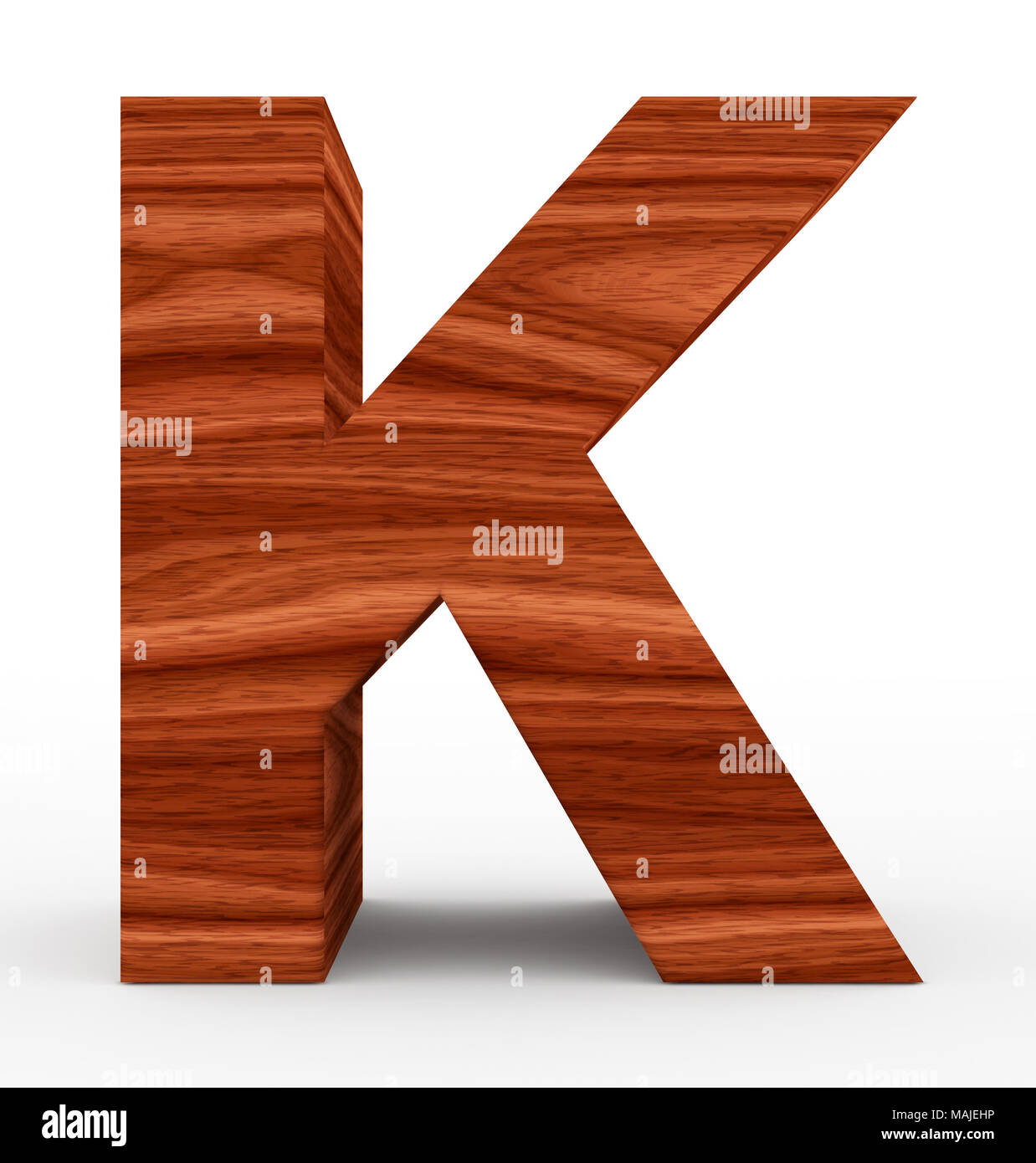 letter K 3d wooden isolated on white - 3d rendering Stock Photo - Alamy