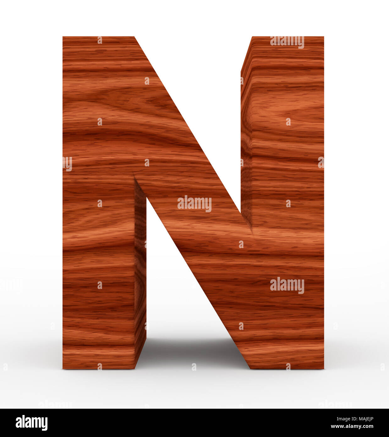 letter N 3d wooden isolated on white - 3d rendering Stock Photo - Alamy