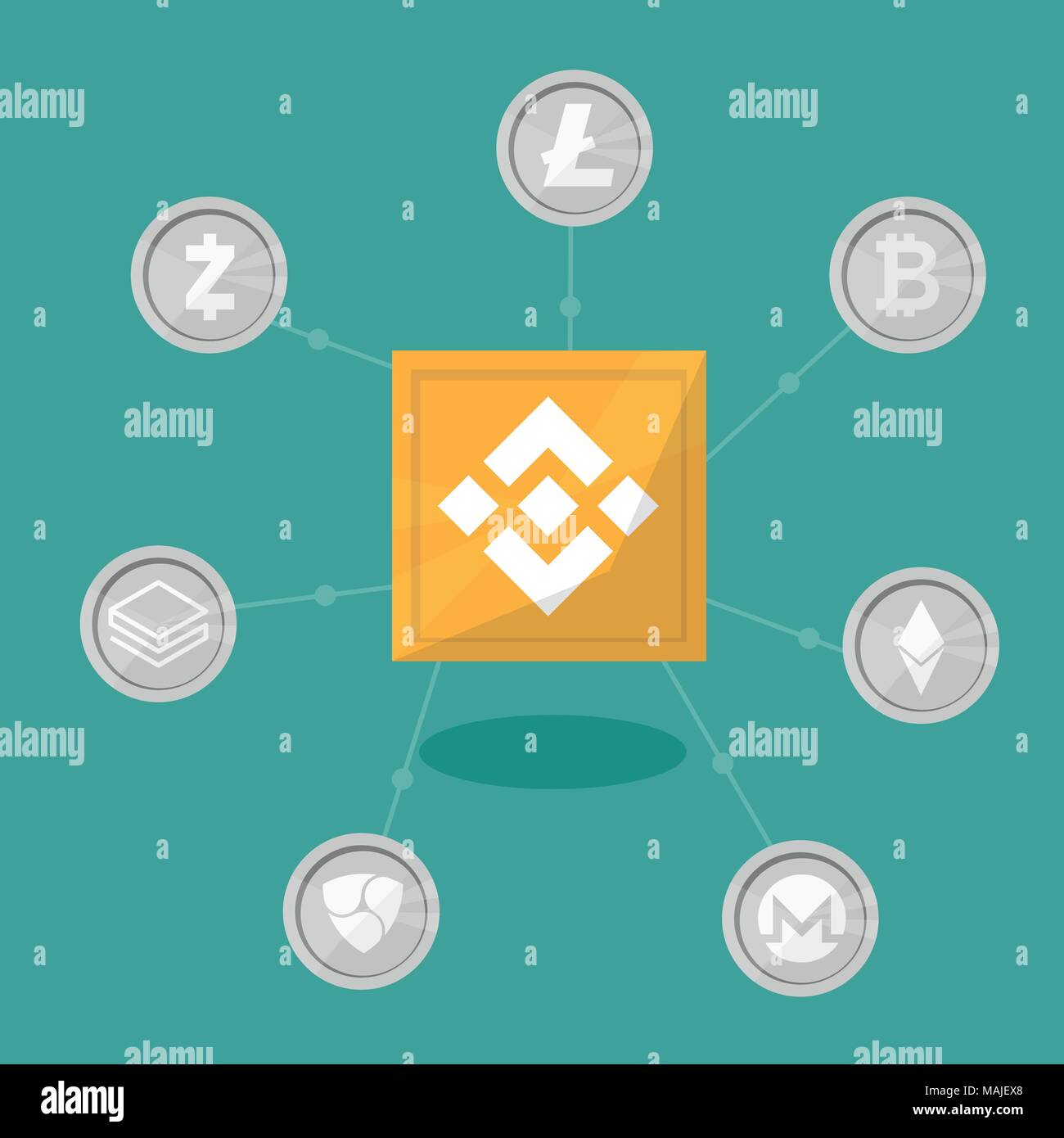 Blockchain binance - Cryptocurrency exchange technology. Vector  Illustration in flat design style. Business concept Stock Vector Image &  Art - Alamy