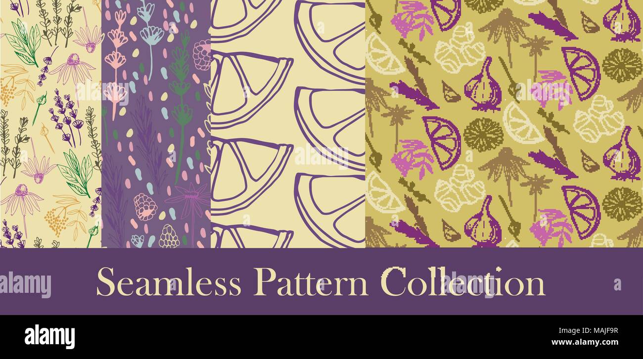 Herbs and medicinal plants seamless patterns Stock Vector Image & Art ...