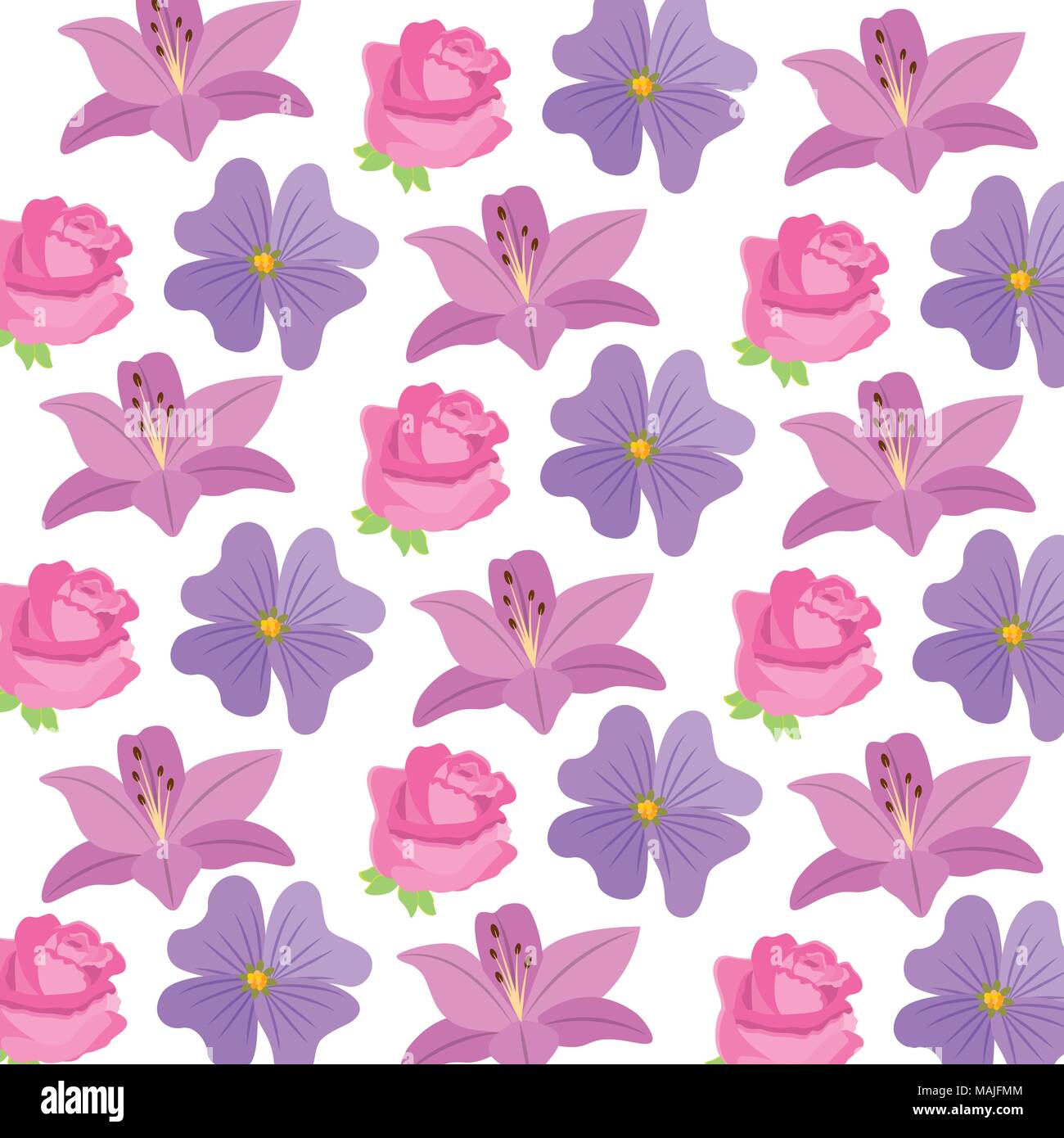 set of cute flowers decoration natural vector illustration Stock Vector ...