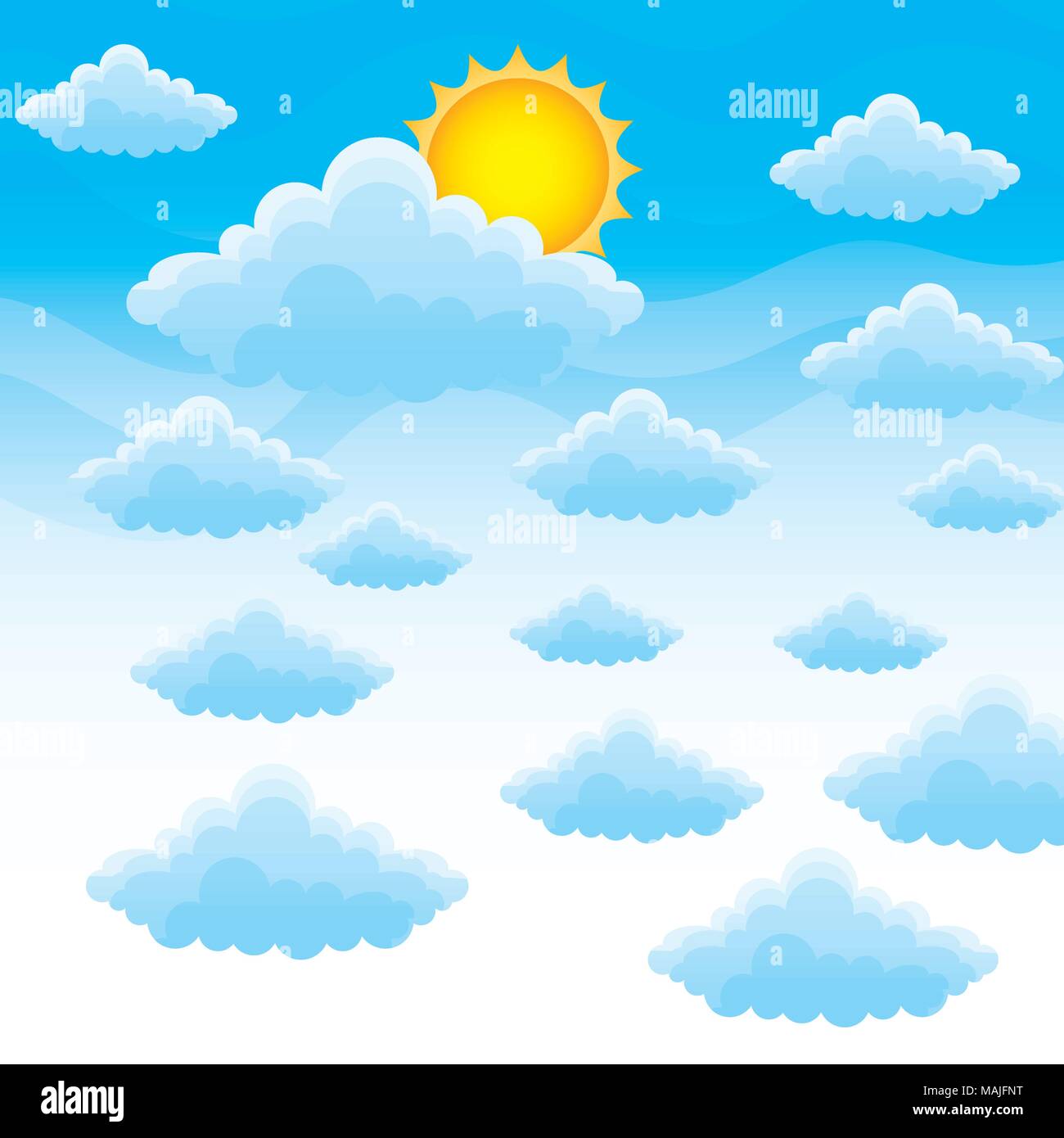 sky with clouds and sun background vector illustration design Stock ...