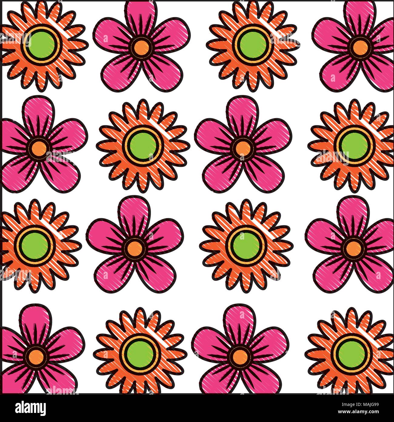 set of cute flowers decoration natural vector illustration Stock Vector ...
