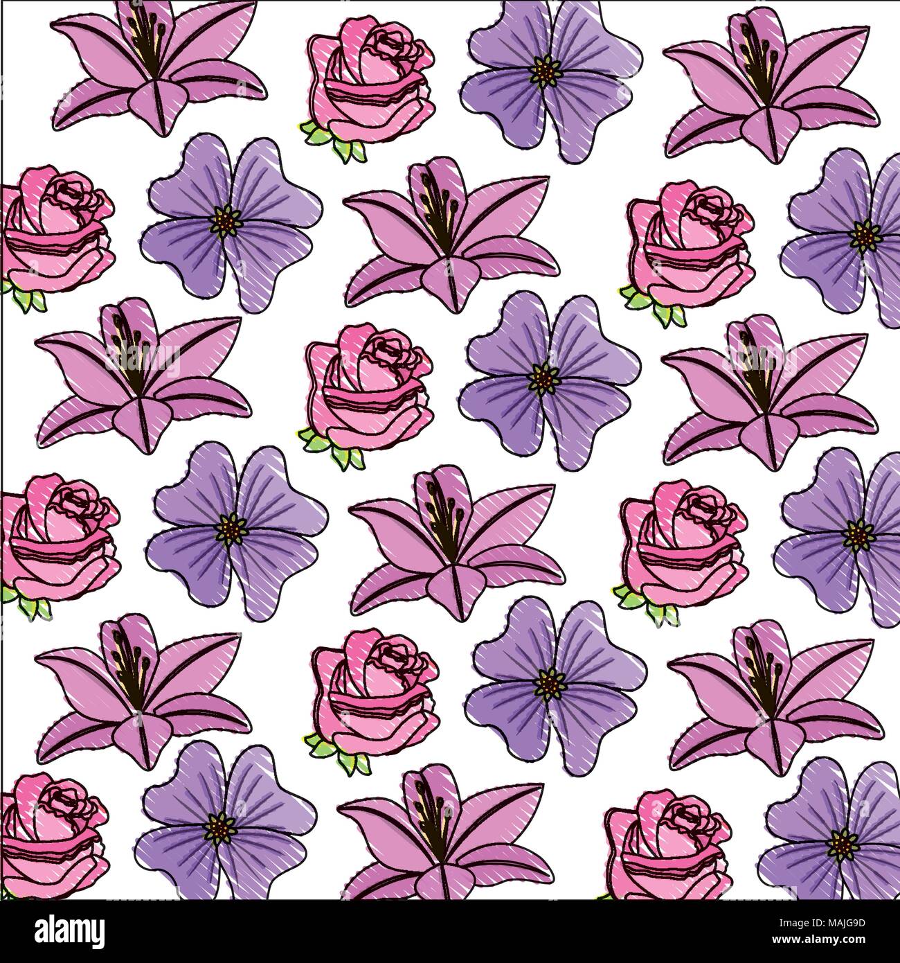 set of cute flowers decoration natural vector illustration Stock Vector ...