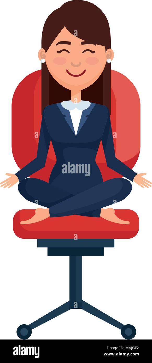 Businesswoman Doing The Lotus Position In Office Chair Vector