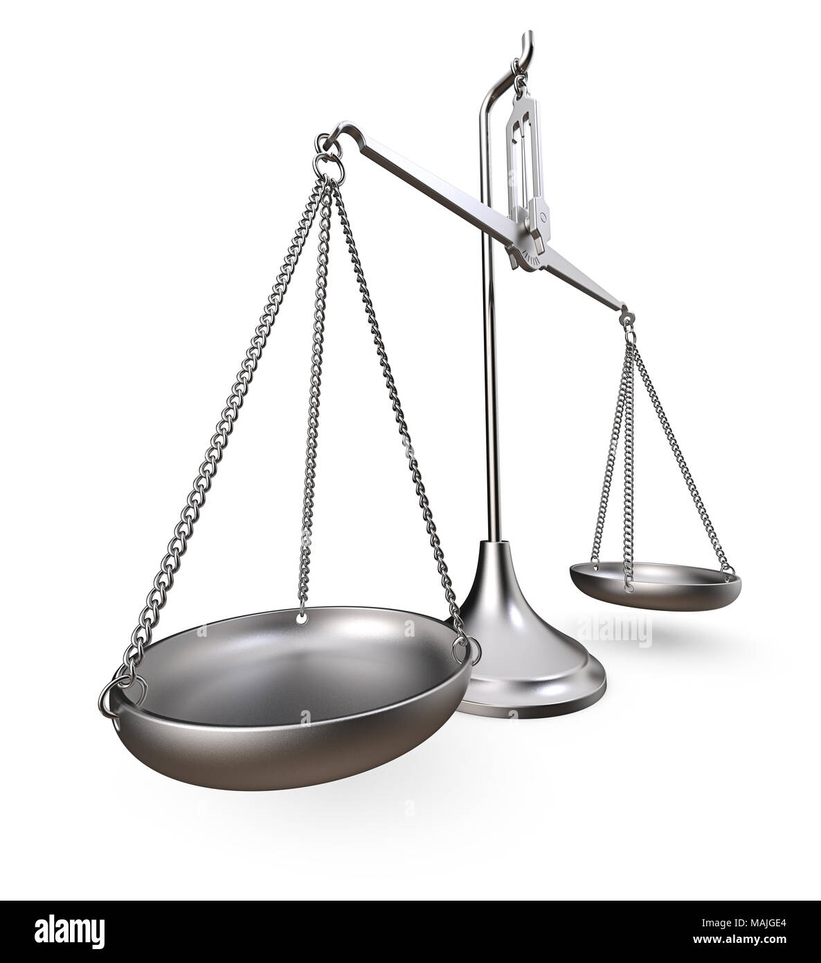 Metal scale. Worn and rough metal. Perspective view on white background