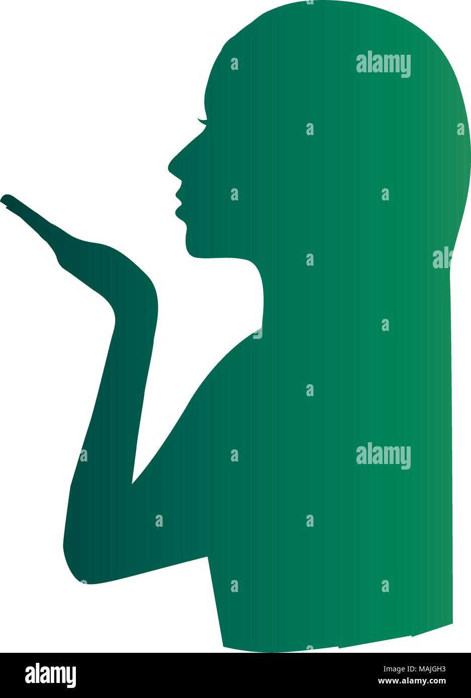 woman silhoeutte pulling a kiss vector illustration design Stock Vector