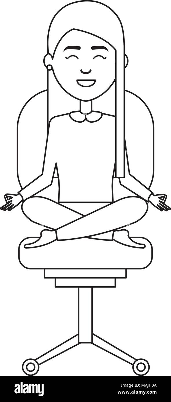 businesswoman doing the lotus position in office chair vector